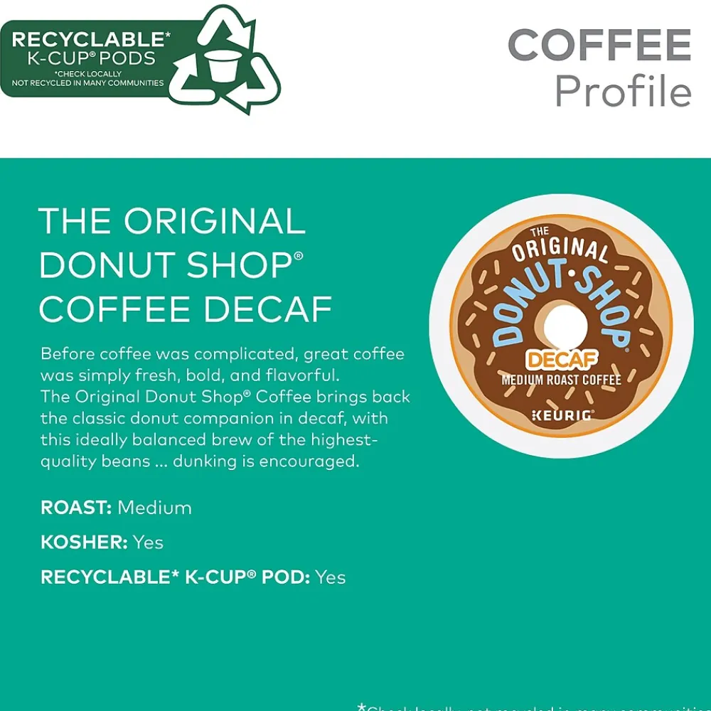 The Original Donut Shop Decaf Coffee, Keurig K-Cup Pod, Medium Roast, 96/Carton (60224-01CT)
