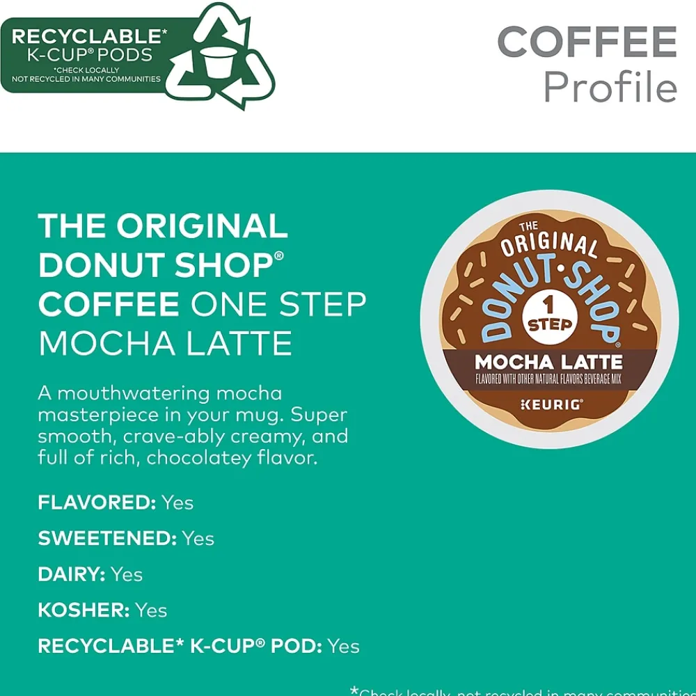 The Original Donut Shop One-Step Mocha Latte Coffee, Keurig K-Cup Pod, Dark Roast, 20/Box, 4 Boxes/Carton (381793CT)