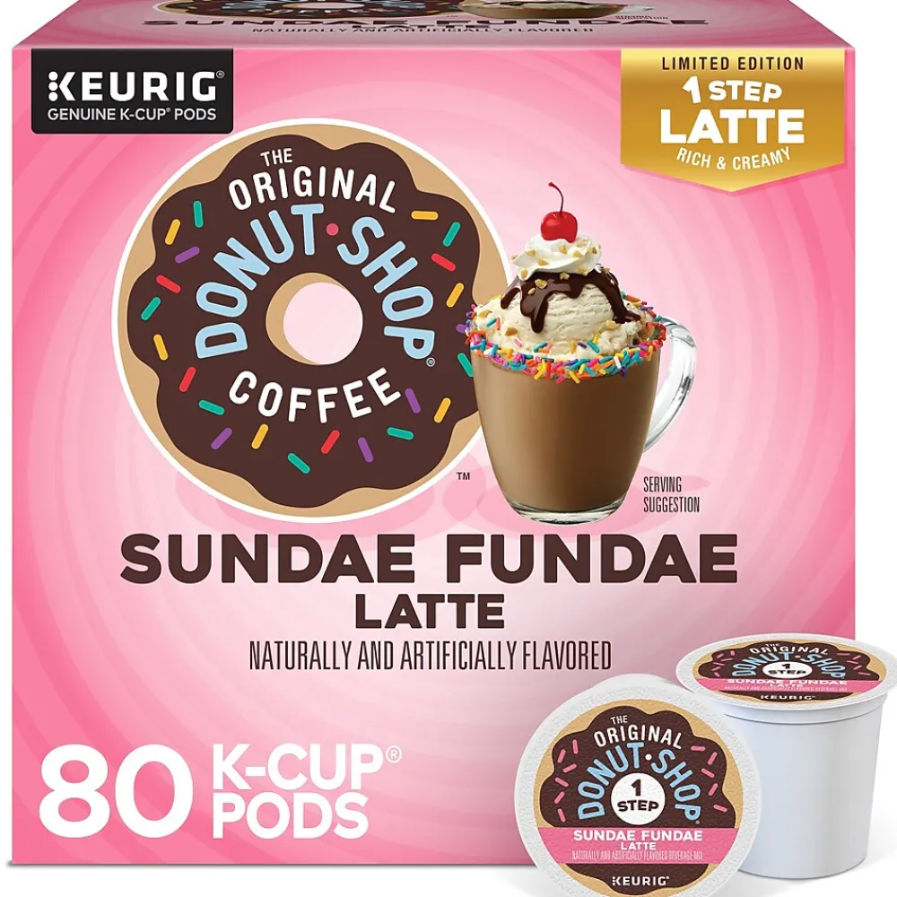 The Original Donut Shop One-Step Sundae Fundae Latte Coffee, Keurig K-Cup Pod, Dark Roast, 20/Box, 4 Boxes/Carton