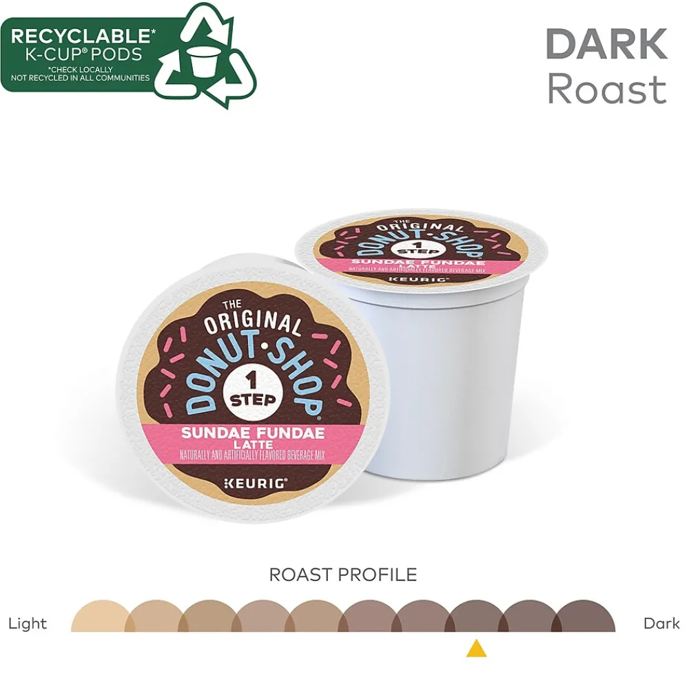 The Original Donut Shop One-Step Sundae Fundae Latte Coffee, Keurig K-Cup Pod, Dark Roast, 20/Box, 4 Boxes/Carton