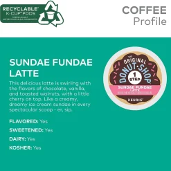 The Original Donut Shop One-Step Sundae Fundae Latte Coffee, Keurig K-Cup Pod, Dark Roast, 20/Box, 4 Boxes/Carton