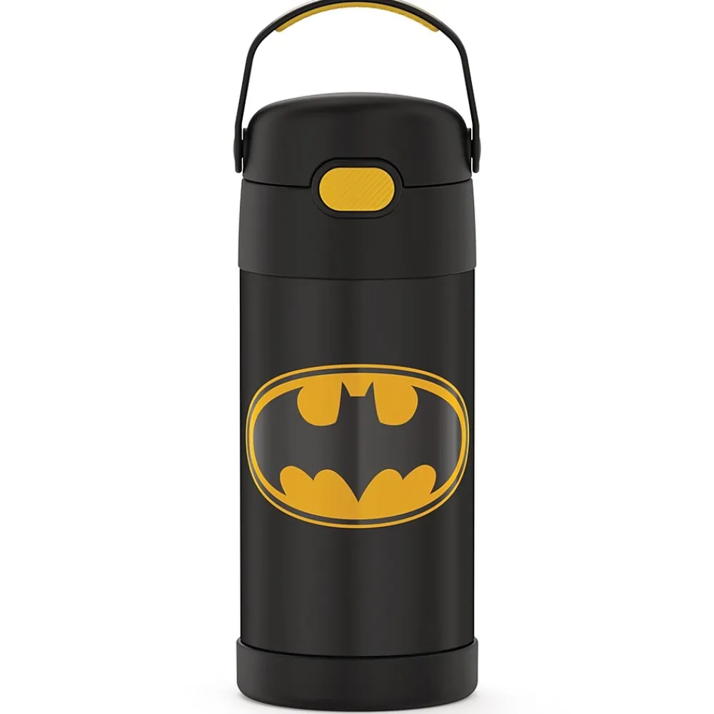 Thermos FUNtainer Batman Stainless Steel Vacuum Insulated Water Bottle, 12 oz., black (THRF4100BM6)