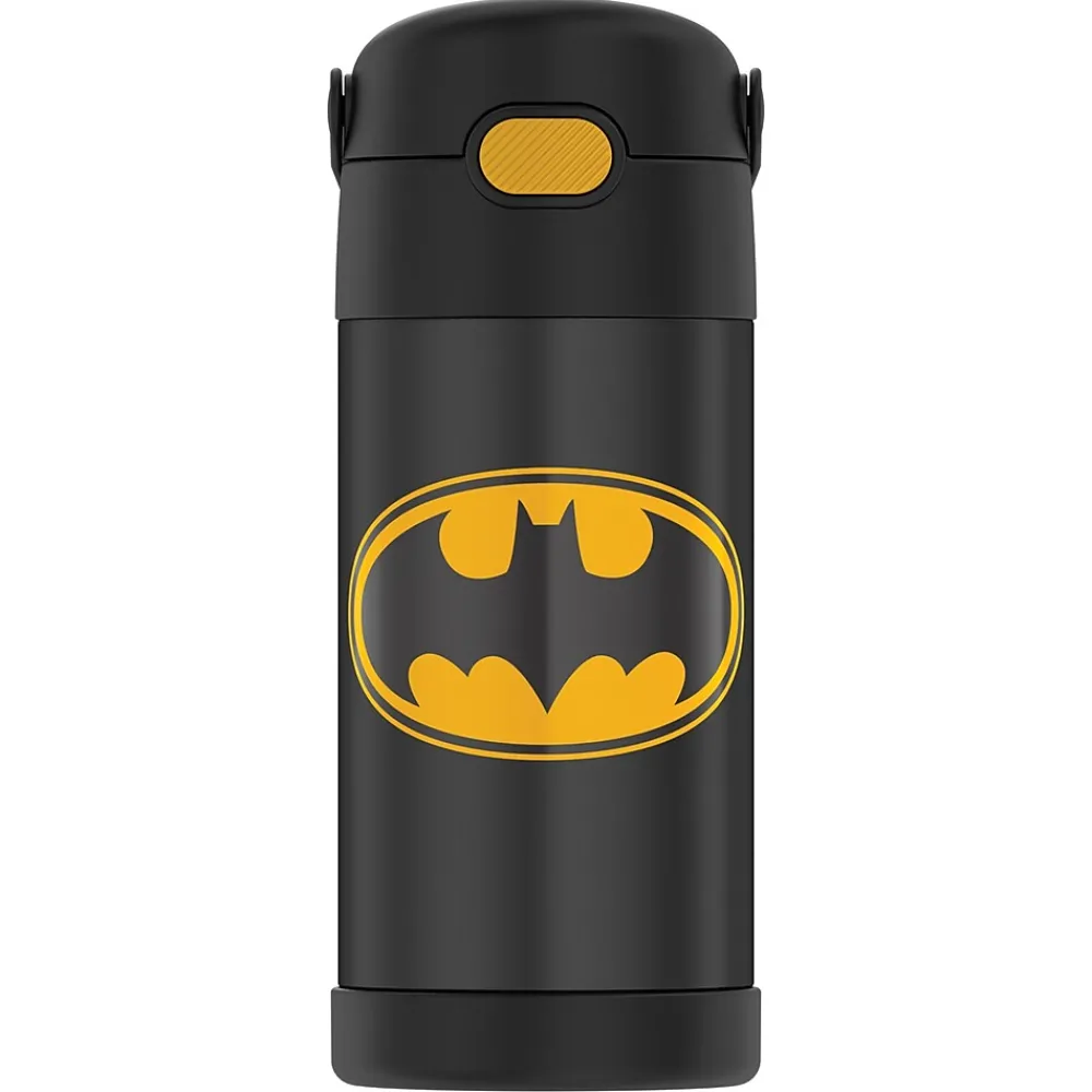 Thermos FUNtainer Batman Stainless Steel Vacuum Insulated Water Bottle, 12 oz., black (THRF4100BM6)