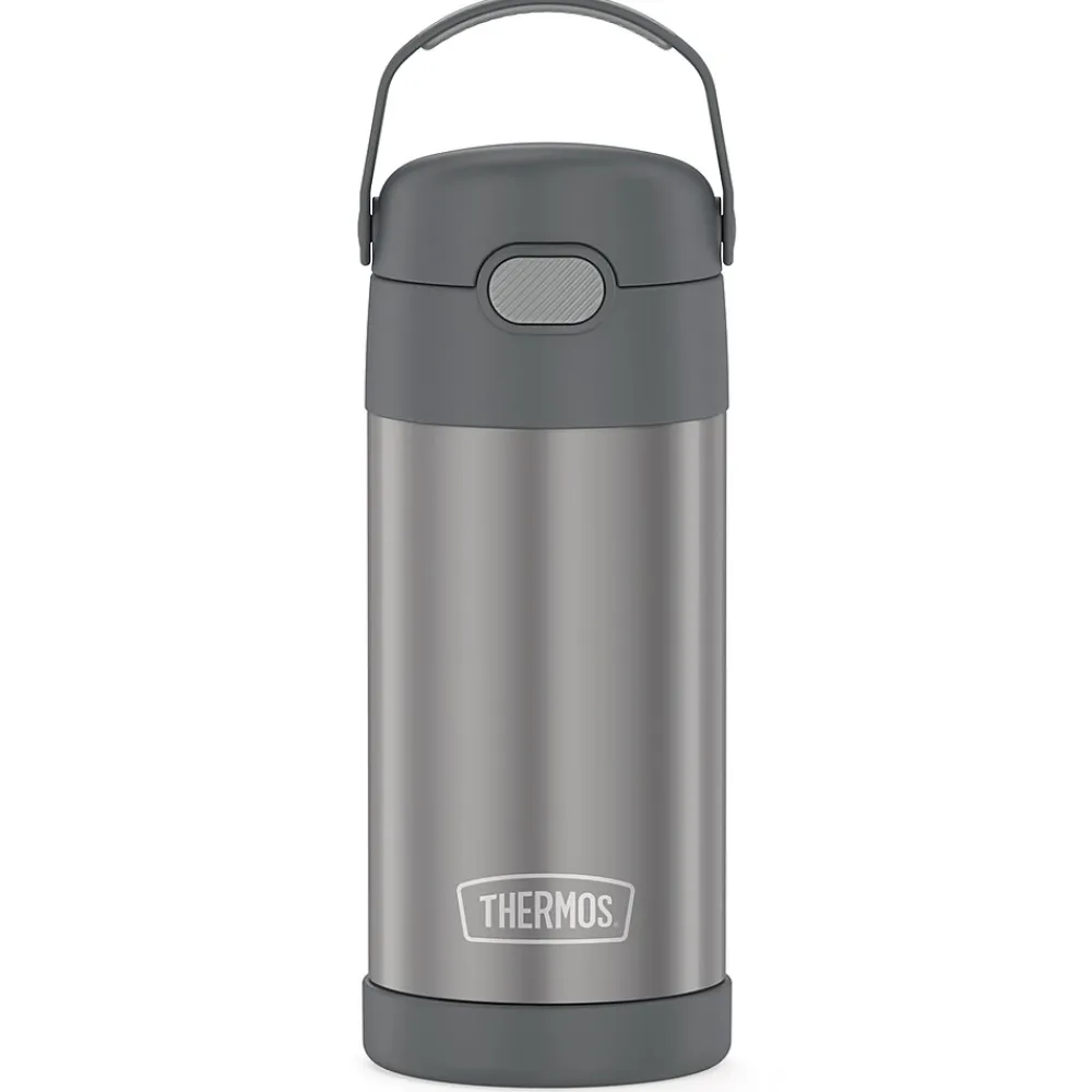 Thermos FUNtainer Stainless Steel Vacuum Insulated Water Bottle, 12 oz., Gray (THRF4100CH6)