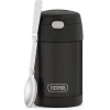 Lunch Totes & Water Bottles|Thermos FUNtainer Stainless Steel Vacuum-Insulated Food Jar with Folding Spoon, 16-Oz., Black Matte (F31101BK6)
