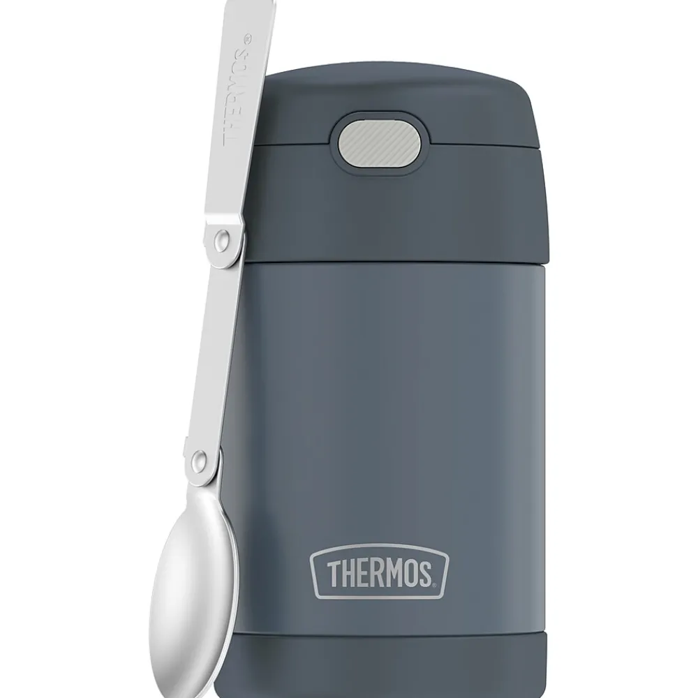 Lunch Totes & Water Bottles|Thermos 16-Ounce FUNtainer Vacuum-Insulated Stainless Steel Food Jar with Folding Spoon, Stone Slate (F31101SL6)