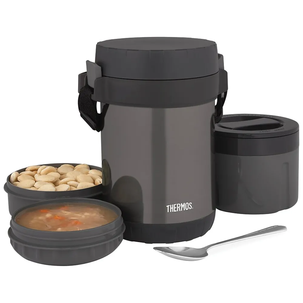 Lunch Totes & Water Bottles|Thermos Vacuum-Insulated All-in-1 Meal Carrier, Stainless Steel (JBG1800SM4)