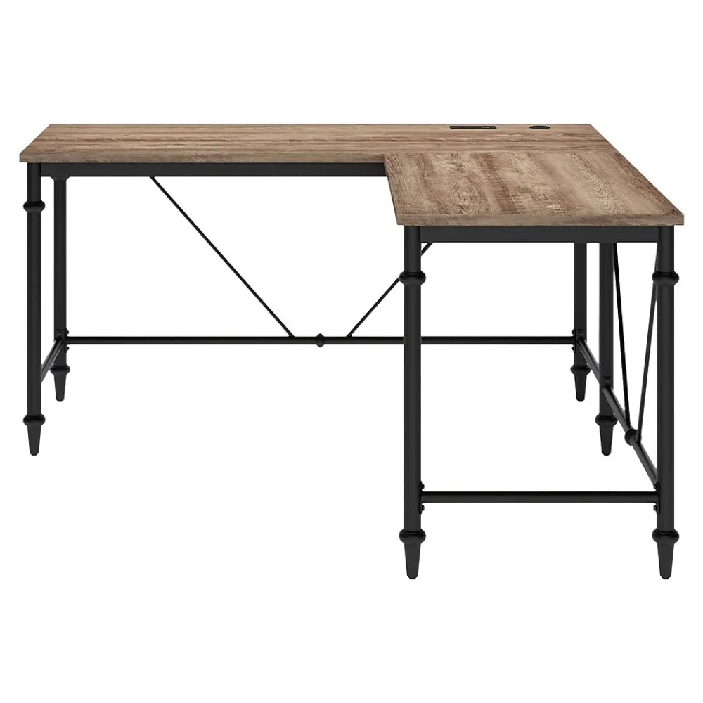 L-Desks*Thomasville Furniture Breslyn 60"W L-Shaped Computer Desk, Crosscut Hickory (SPLS-BRLD-TV)