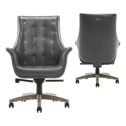 Office Chairs*Thomasville Furniture Brooks Ergonomic Bonded Leather Swivel Executive Chair, Gray (51493-GRY)