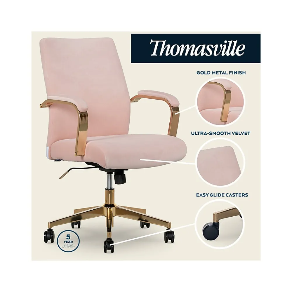 Ergonomic Chairs*Thomasville Furniture Jolie Ergonomic Fabric Swivel Desk Chair, (60068-BLSH) Blush