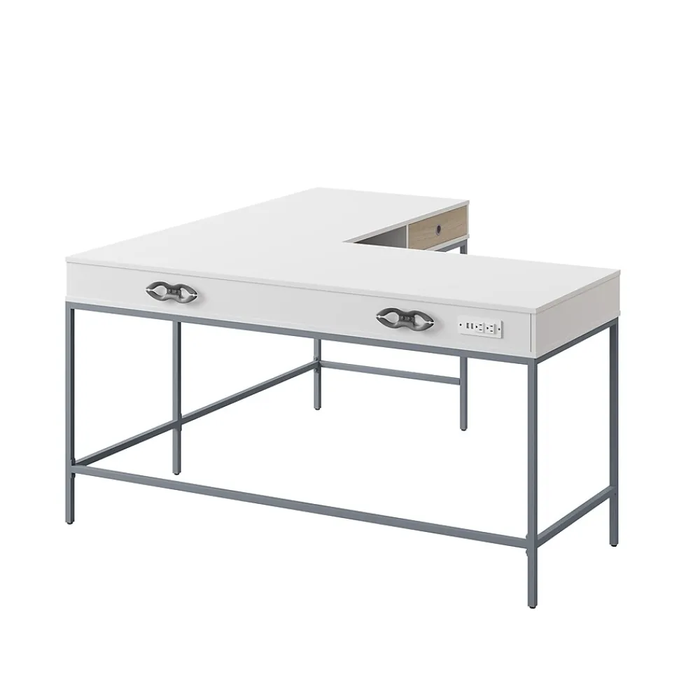 L-Desks*Thomasville Furniture Marana 60" L-Shaped Computer Desk, Arctic White/Desert Ash (SPLS-MA60LD-TV)