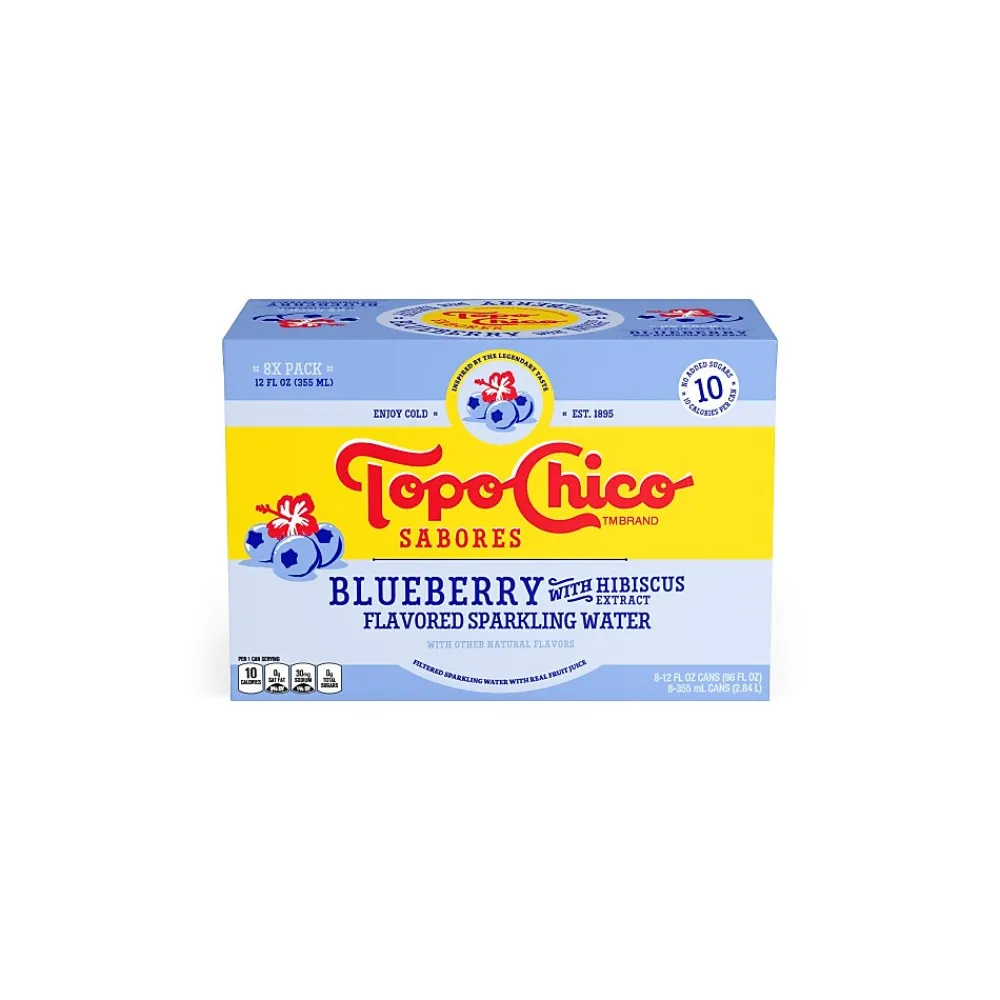 Topo Chico Sabores Blueberry Hibiscus Sparkling Water, 12 oz., 8 Cans/Pack (412570)