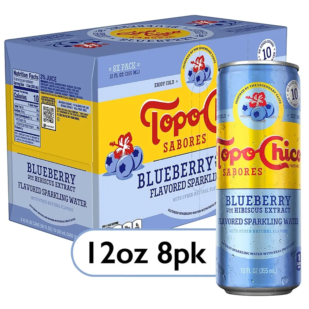 Topo Chico Sabores Blueberry Hibiscus Sparkling Water, 12 oz., 8 Cans/Pack (412570)