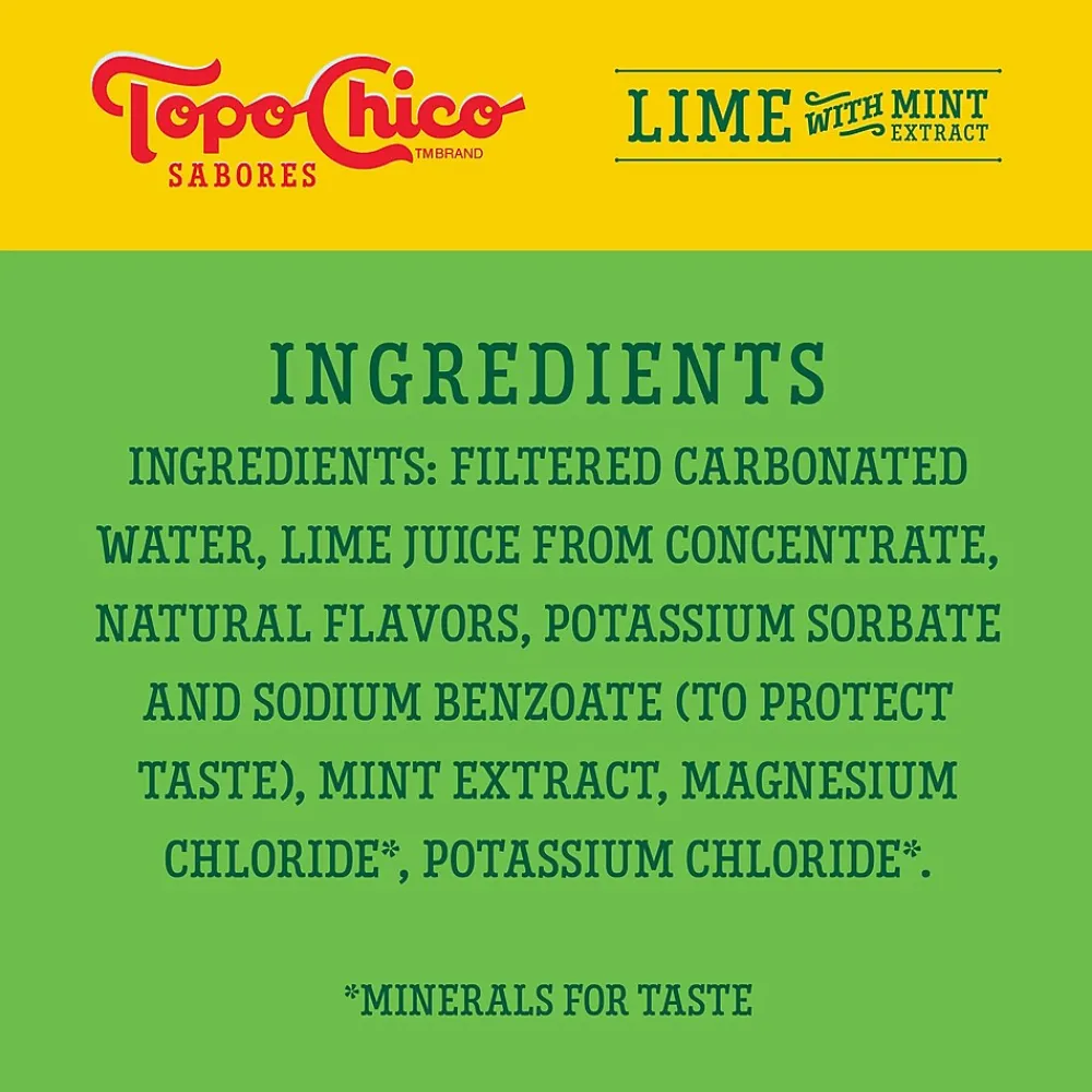 Topo Chico Sabores Lime with Mint Sparkling Water, 12 oz., 8 Cans/Pack, 3 Packs/Carton (412569)