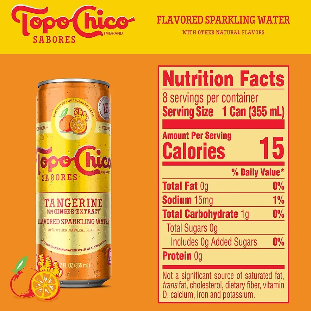 Topo Chico Sabores Tangerine Ginger Sparkling Water, 12 oz., 8 Cans/Pack (412571)