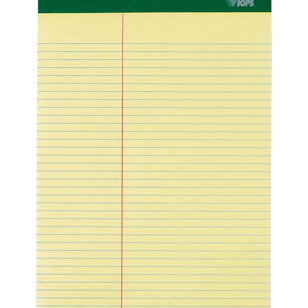 Notepads|TOPS Double Docket Writing Tablets, 8-1/2" x 11-3/4", Law Ruled, Canary, 100 Sheets/Pad, 6 Pads/Pack (63396)