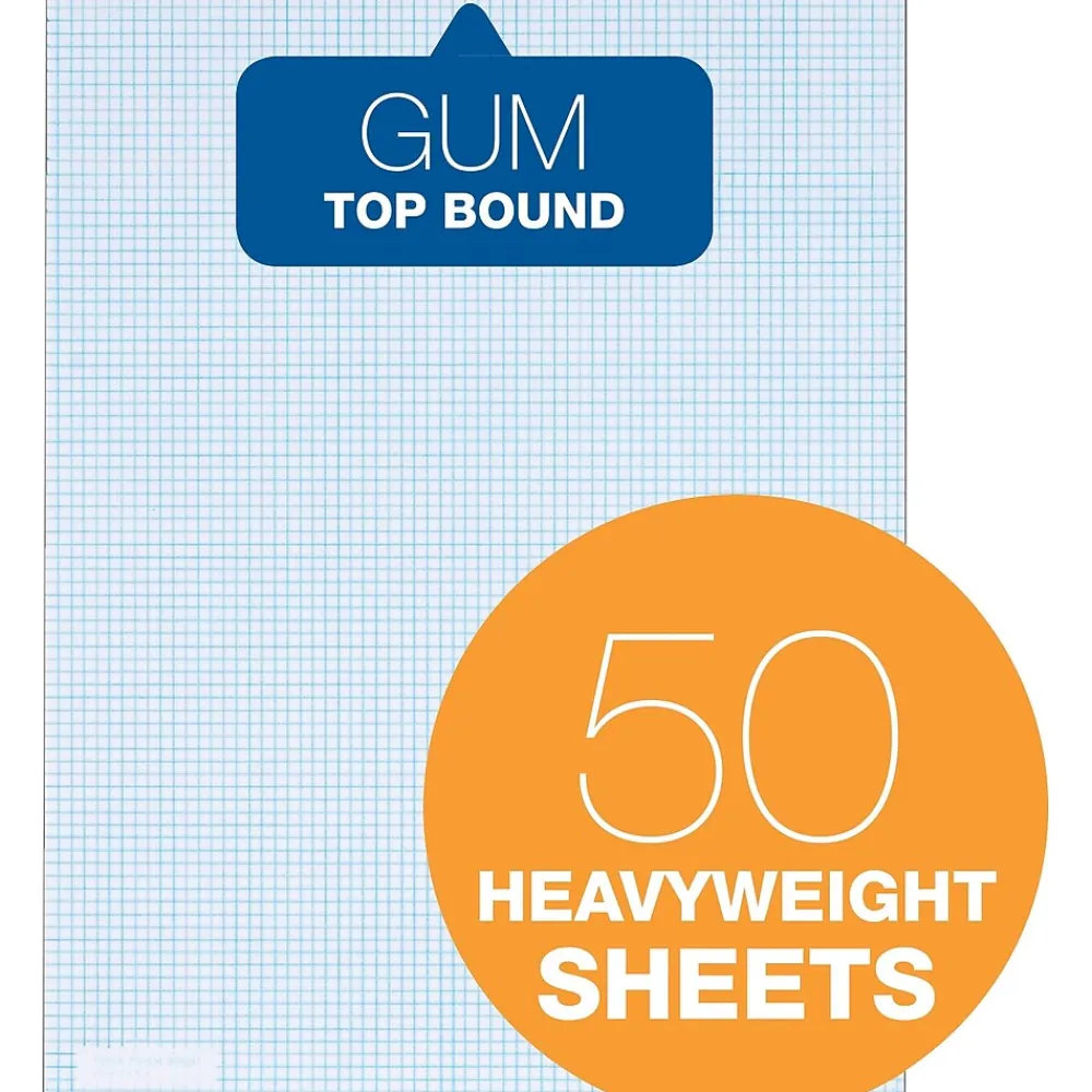 Notepads|TOPS Graph Pad, 8.5" x 11", Graph Ruled, White, 50 Sheets/Pad (33081)