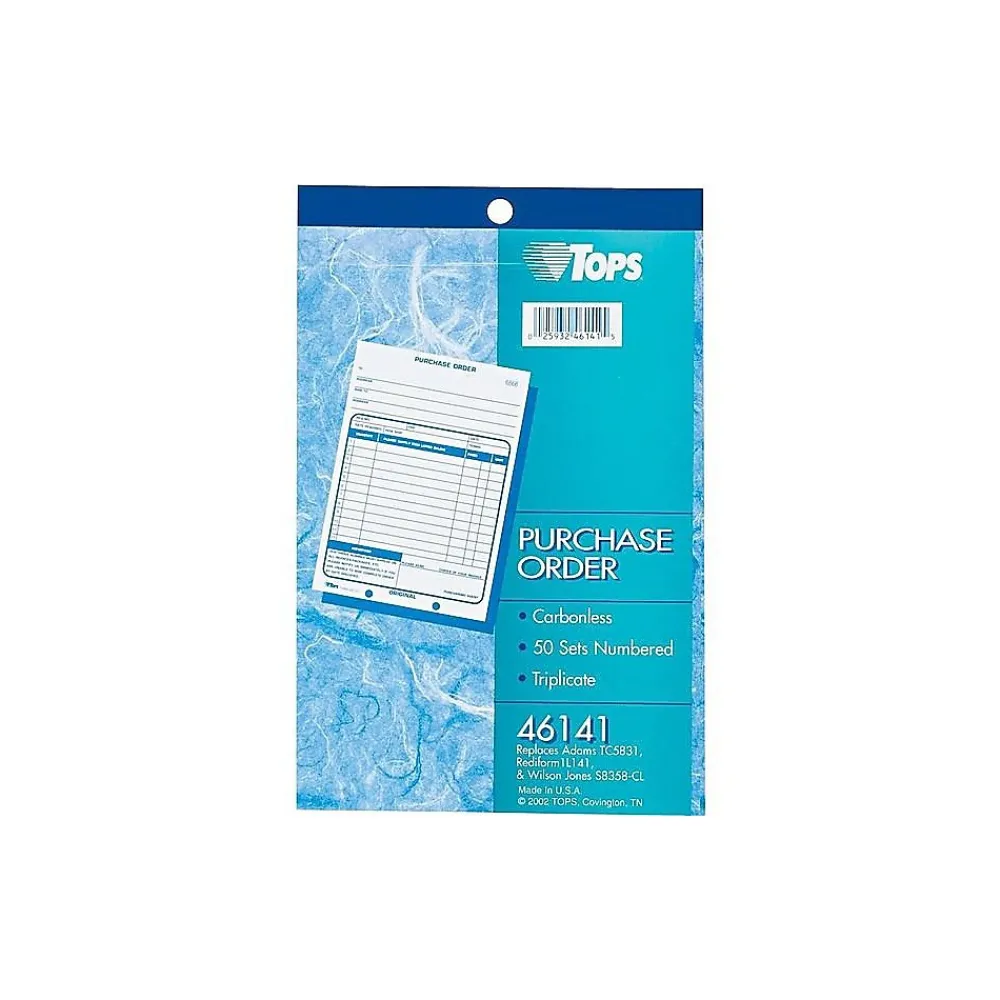 Business Forms*TOPS 3-Part Carbonless Purchase Requisitions, 5.56"W x 7.94"L, 50 Sets/Book (46141)