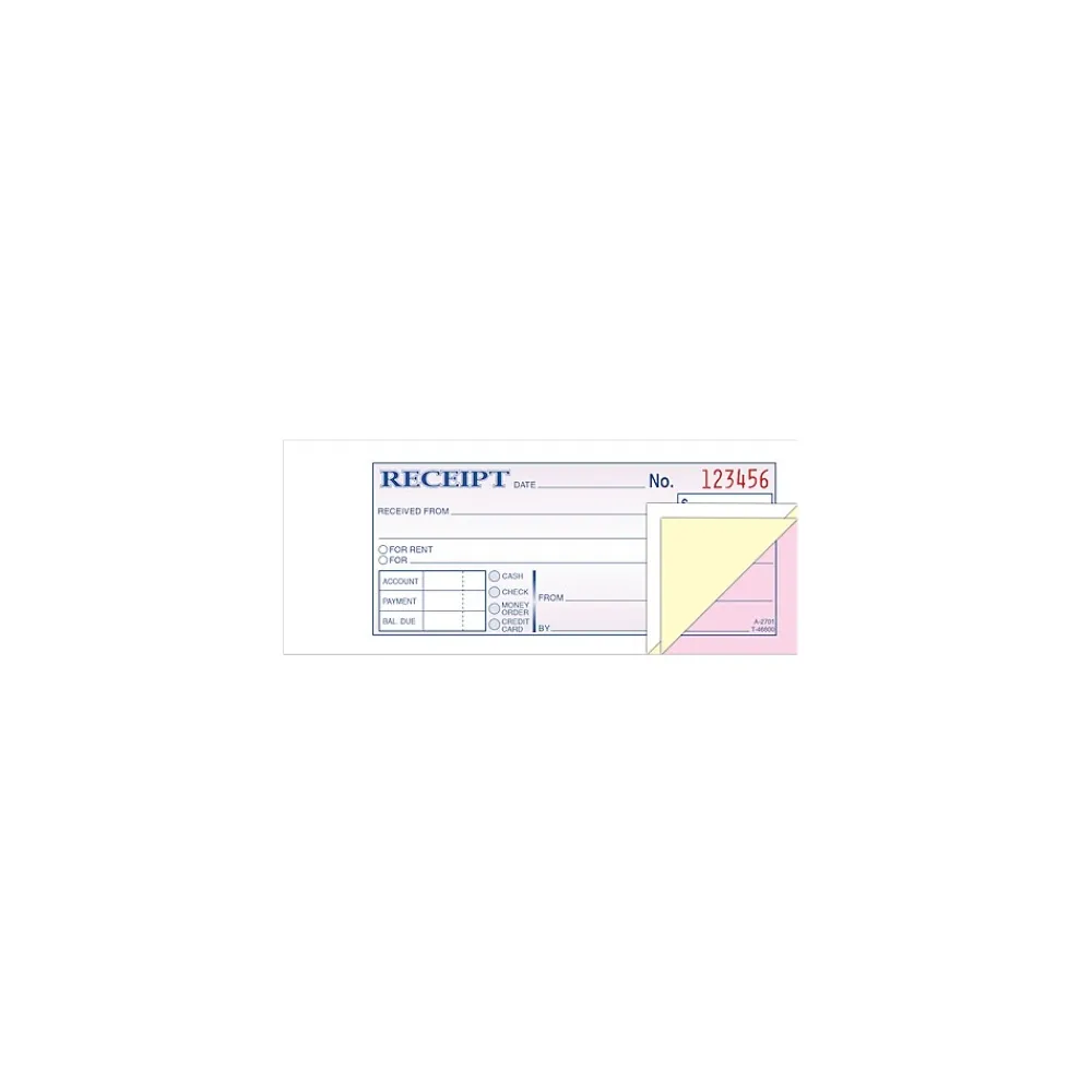 Accounting & Record Journals*TOPS 3-Part Money/Rent Receipt Book, 2.75" x 7.19", 50 Sheets/Book (TC2701-3)