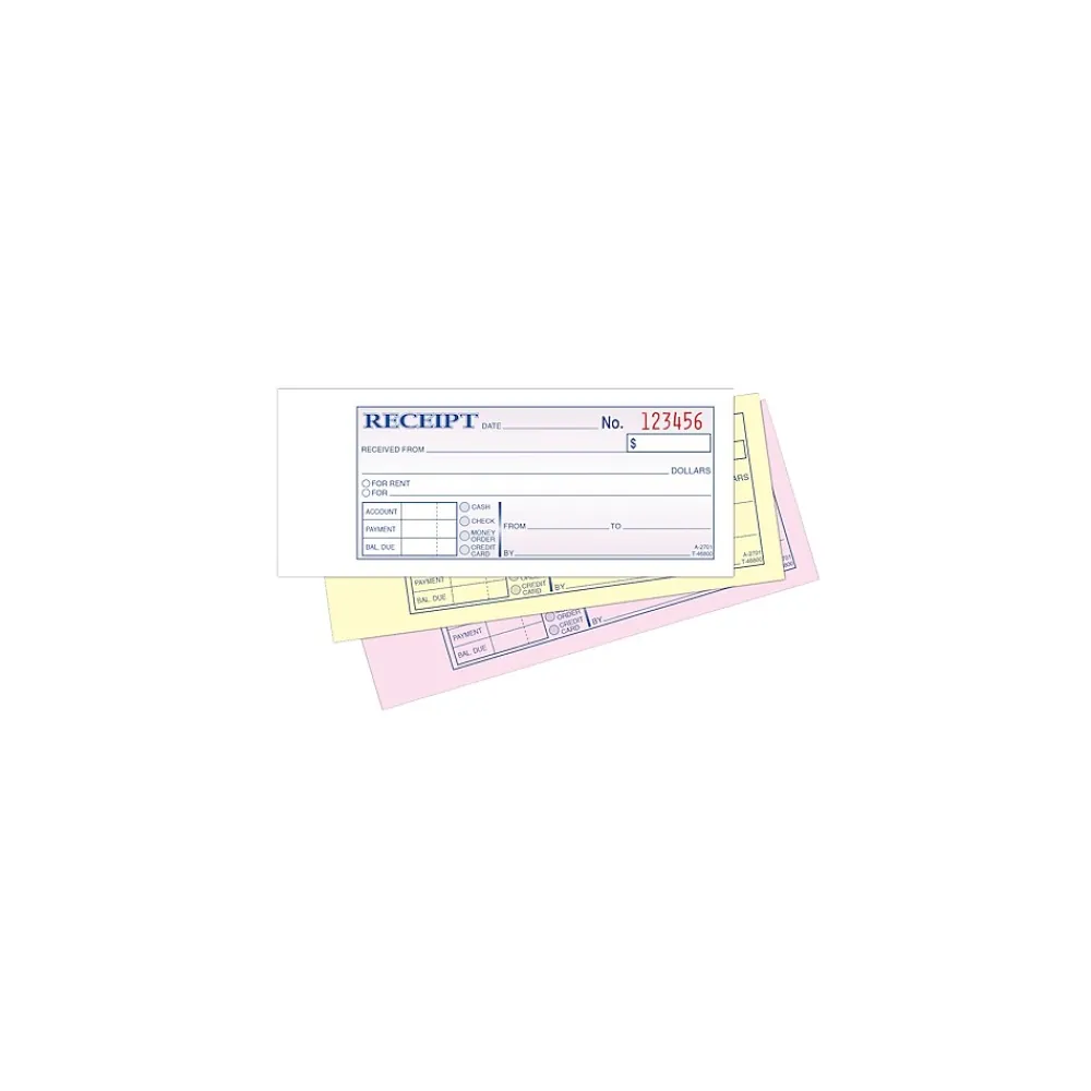 Accounting & Record Journals*TOPS 3-Part Money/Rent Receipt Book, 2.75" x 7.19", 50 Sheets/Book (TC2701-3)