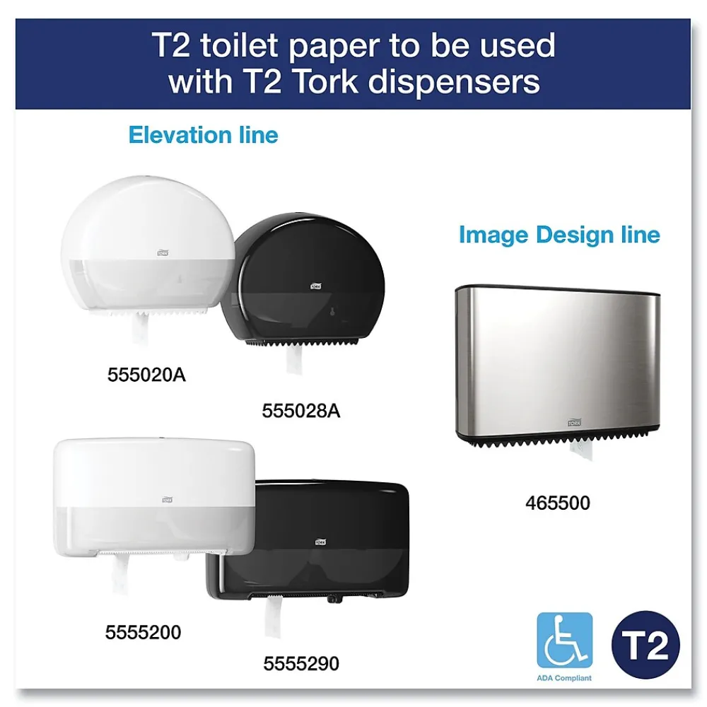 Advanced Mini Jumbo Roll Bath Tissue, Septic Safe, 2-Ply, White, 3.48" x 751 ft, 12 Rolls/Carton (TRK12024402)<Tork Outlet