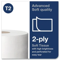 Advanced Mini Jumbo Roll Bath Tissue, Septic Safe, 2-Ply, White, 3.48