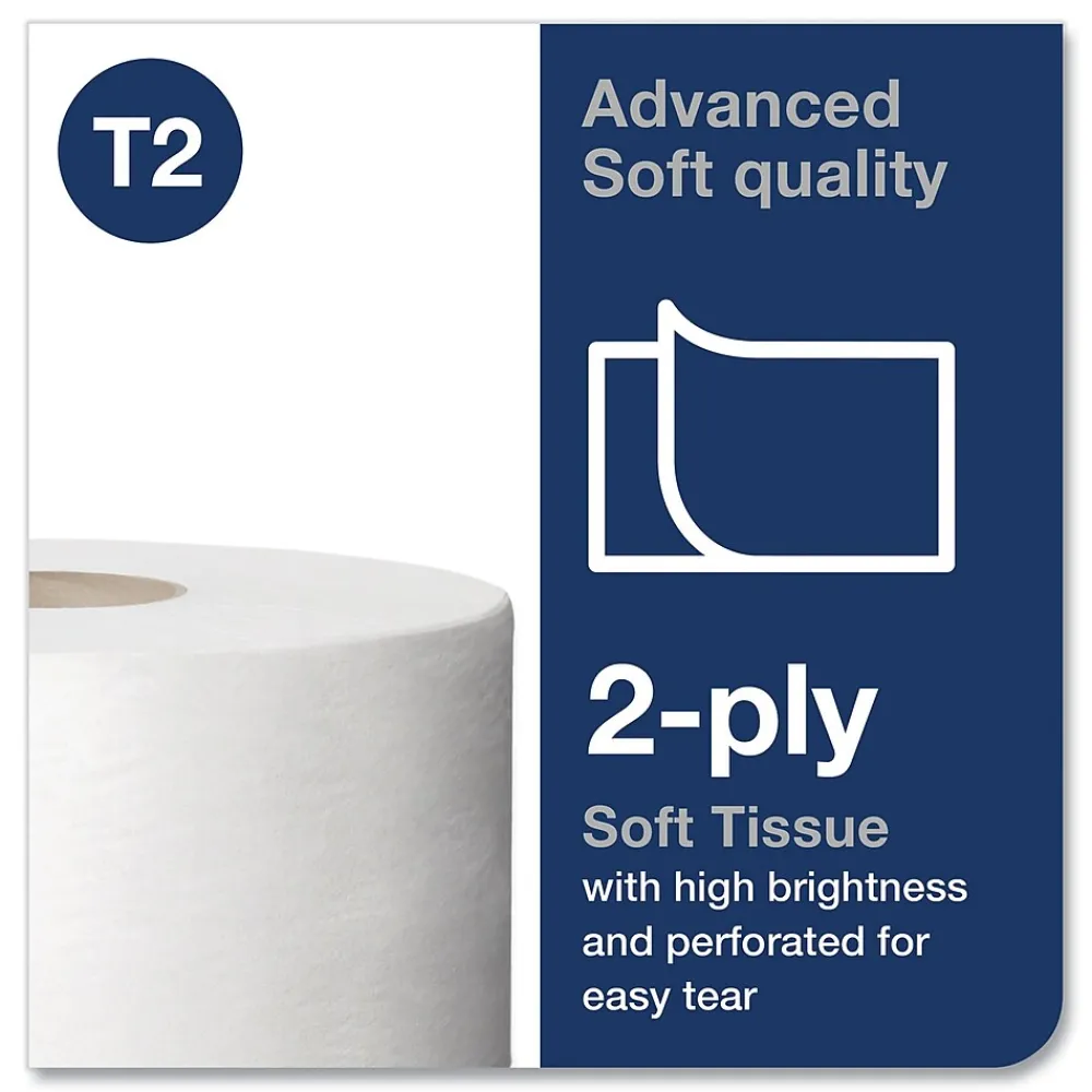 Advanced Mini Jumbo Roll Bath Tissue, Septic Safe, 2-Ply, White, 3.48" x 751 ft, 12 Rolls/Carton (TRK12024402)<Tork Outlet
