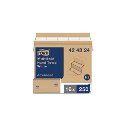 Tork ® Advanced Multifold Hand Towel, 9 x 9.5, White, 250/Pack, 16 Packs/Carton