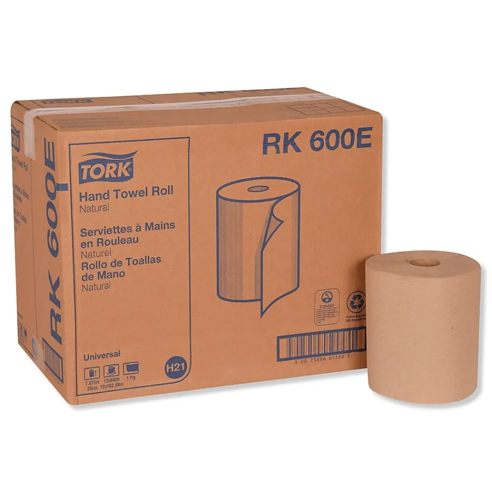 Tork Hardwound Paper Towels, 1-ply, 600 ft./Roll, 12 Rolls/Carton (TRKRK600E)