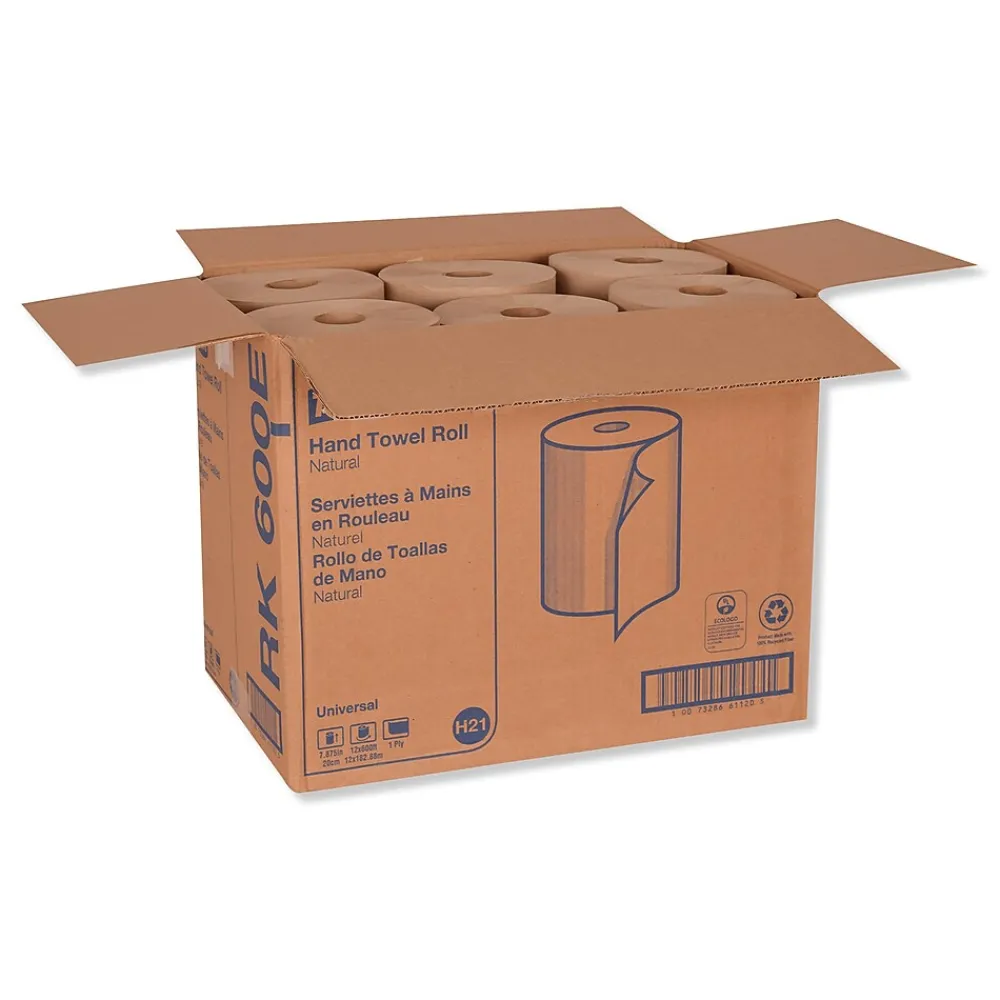Tork Hardwound Paper Towels, 1-ply, 600 ft./Roll, 12 Rolls/Carton (TRKRK600E)