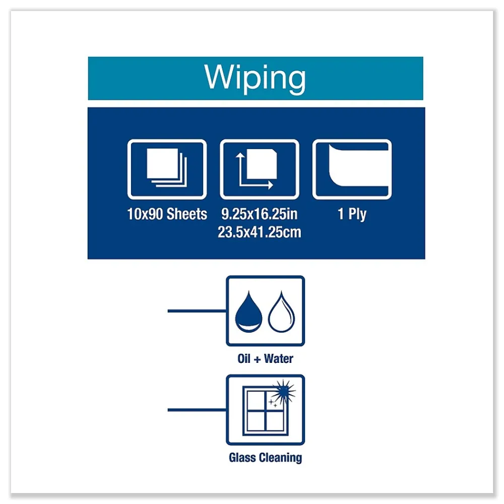 Tork Heavy-Duty Paper Wiper, 9.25 x 16.25, White, 90 Wipes/Box, 10 Boxes/Carton (TRK450175)