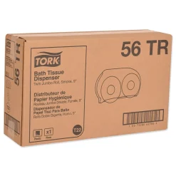 ® Twin Jumbo Roll Bath Tissue Dispenser, 19.29 x 5.51 x 11.83, Smoke/Gray<Tork Hot