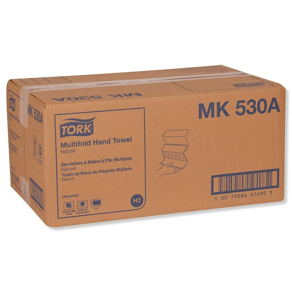 Tork Universal Multifold Hand Towel, 9.13 x 9.5, Natural, 250/Pack,16 Packs/Carton (TRKMK530A)