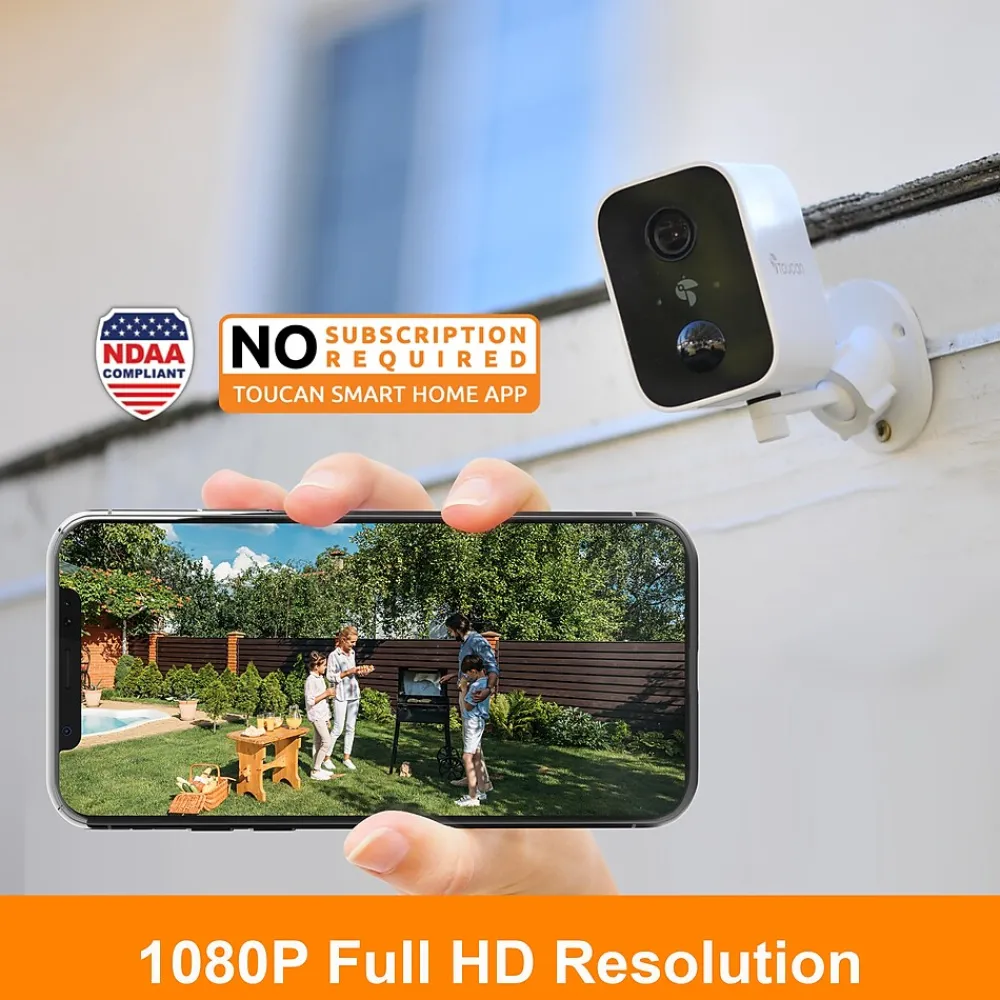 Toucan Scout Wireless Outdoor Smart Battery Operated Security Camera Wi-Fi Night Vision 2-Way Talk Live View, White (TNTWSC01WU)