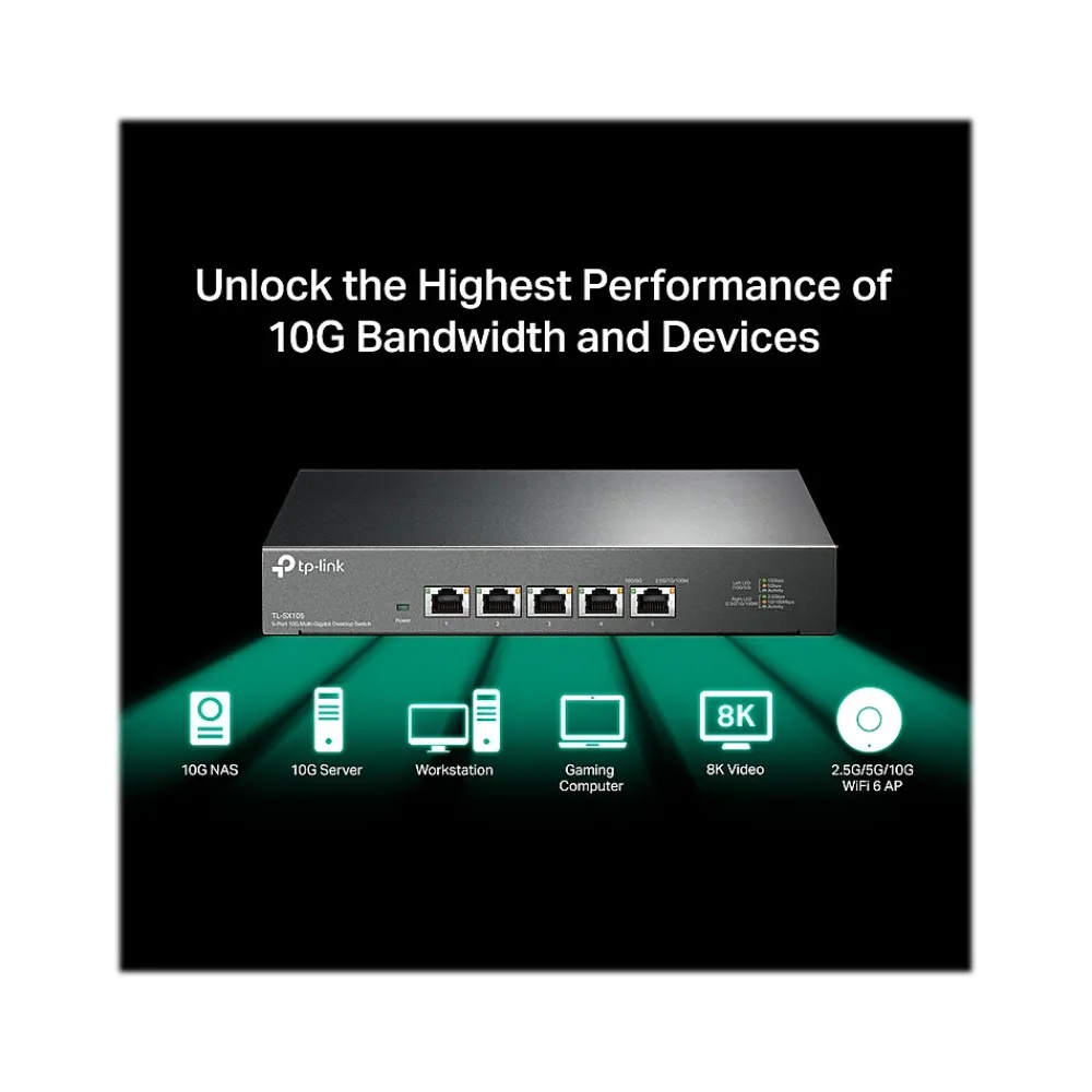 TP-LINK 5-Port Multi-Gigabit Unmanaged Switch, Black (TL-SX105)
