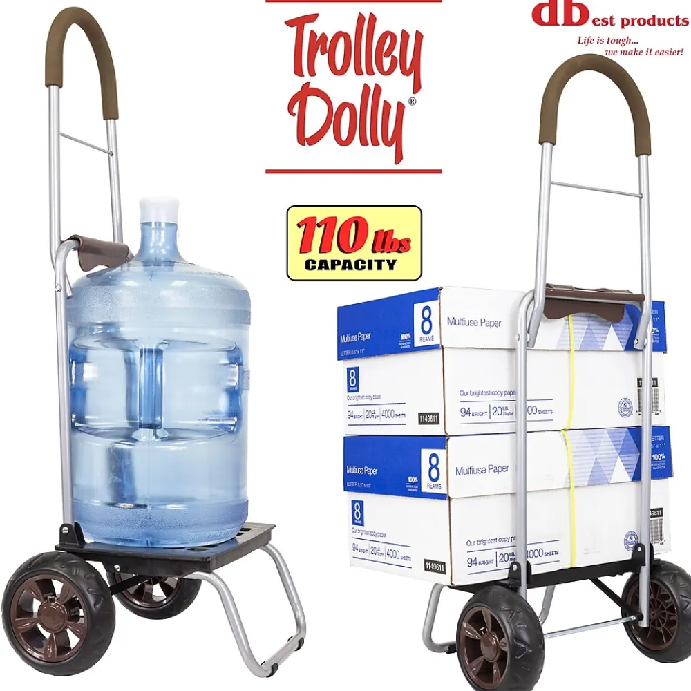 Trolley Dolly Standard Folding Hand Truck, 110 lb. Capacity, Brown (01-061)