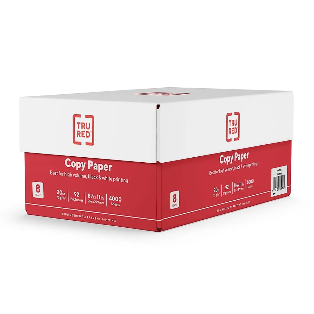 Copy Paper*TRU RED 8.5" x 11" Copy Paper, 20 lbs., 92 Brightness, 500 Sheets/Ream, 8 Reams/Carton (TR59702)