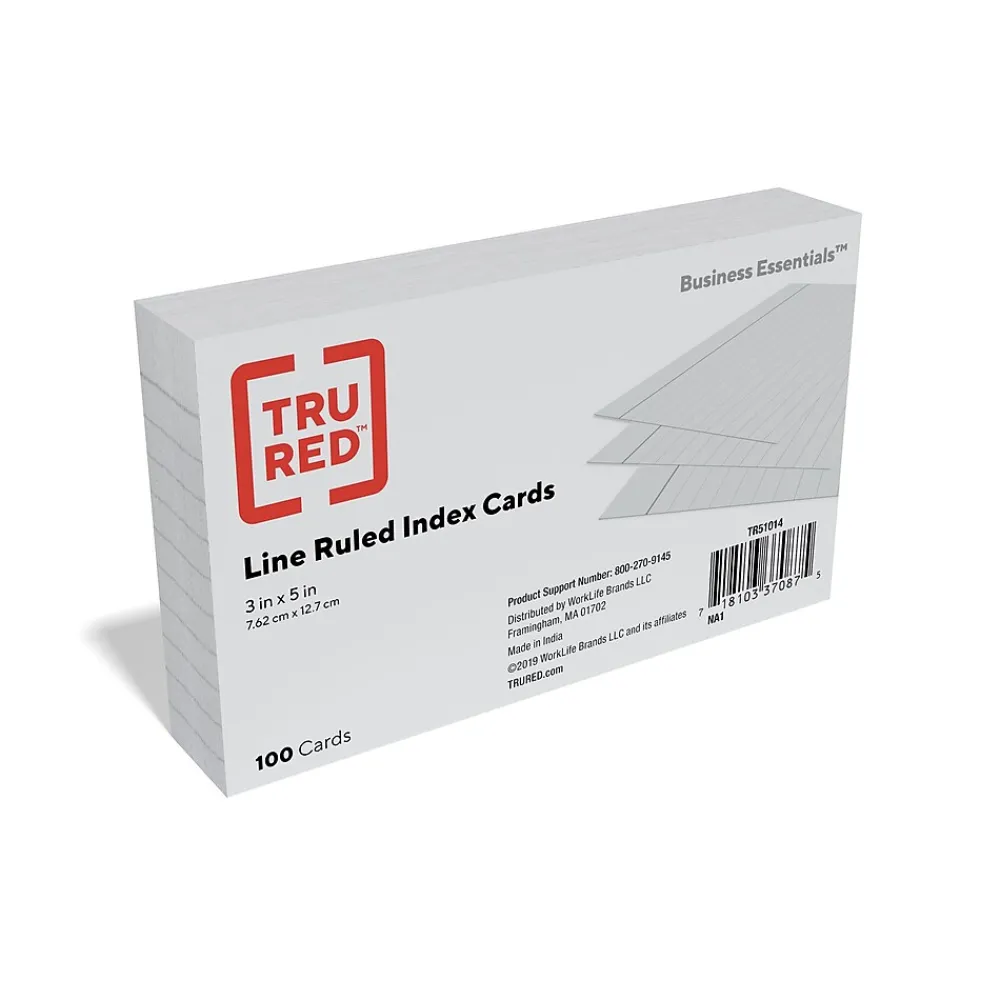 Index Cards*TRU RED ™ 3" x 5" Index Cards, Lined, Gray, 100/Pack (TR51014)