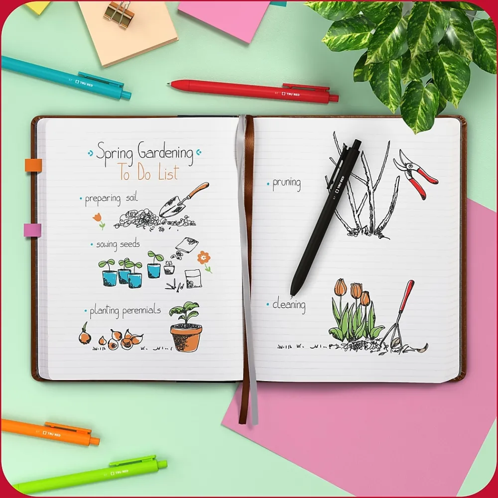 Journals|TRU RED ™ 8” x 10” Large Flexible Cover Narrow Ruled Journal, Cognac (TR61953)
