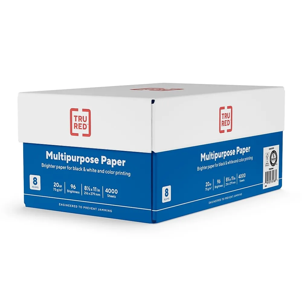 Multipurpose Paper*TRU RED ™ 8.5" x 11" Multipurpose Paper, 20 lbs., 96 Brightness, 500 Sheets/Ream, 8 Reams/Carton (TR56964)