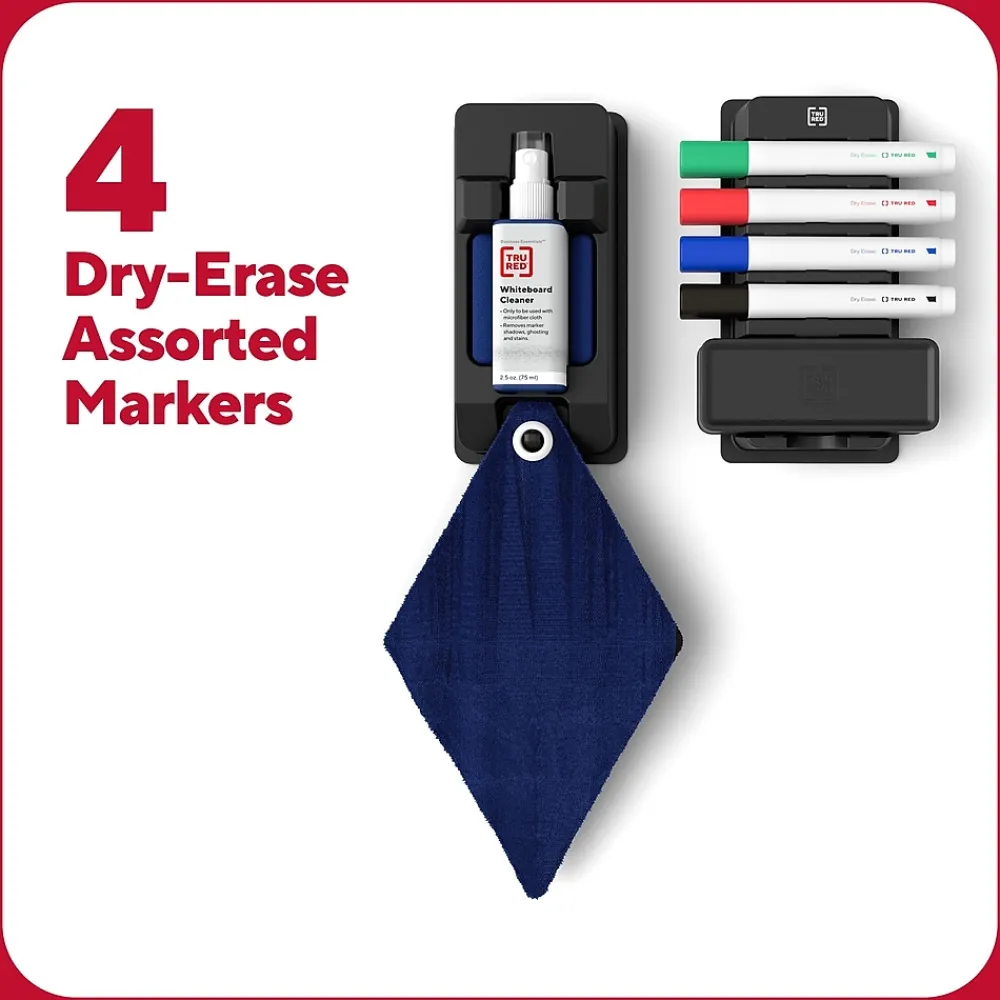 Markers|TRU RED ™ Dry Erase Kit, Chisel Tip, Assorted, 4/Pack (TR61742/TR56940)