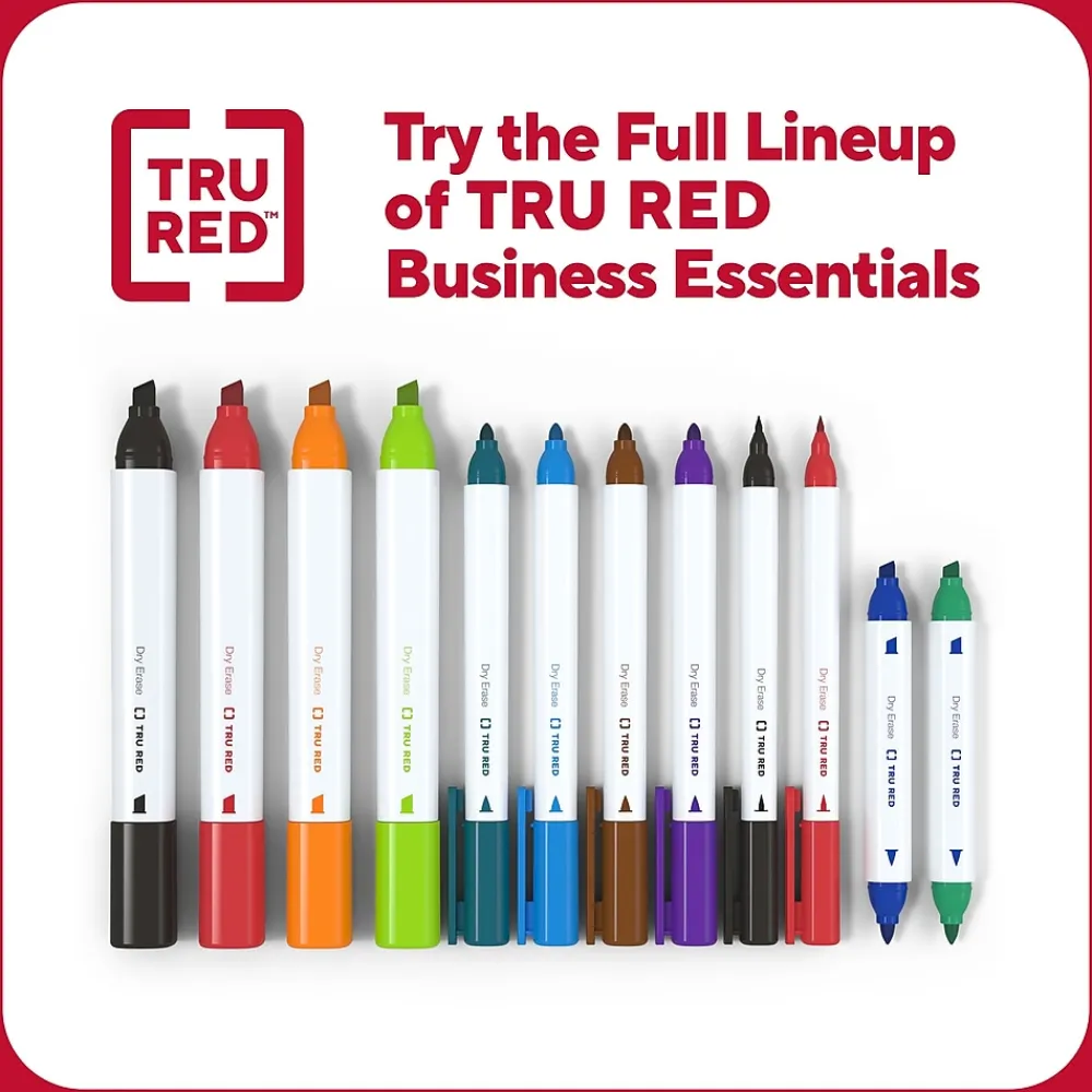Markers|TRU RED ™ Dry Erase Marker, Fine Tip, Assorted, 12/Pack (TR61434-CC)