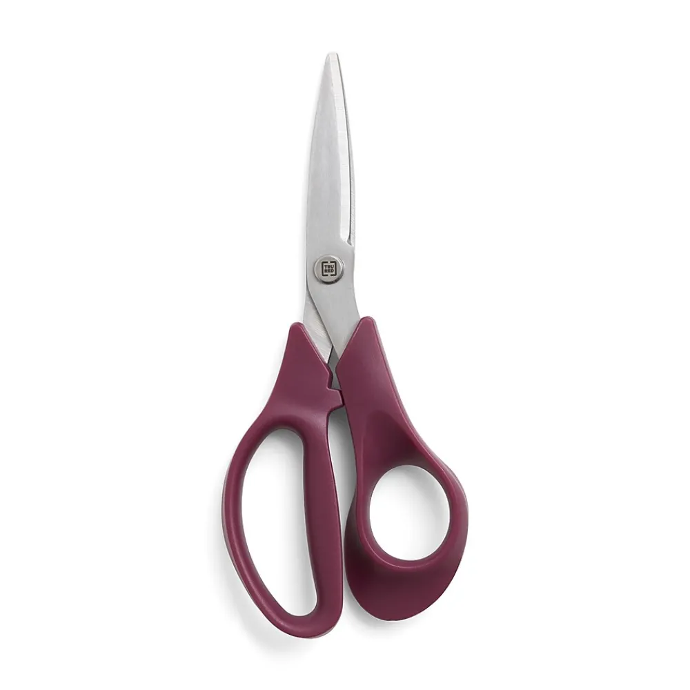 Scissors|TRU RED ™ Ergonomic 7" Stainless Steel Scissors, Straight Handle, Assorted Colors (TR55035)