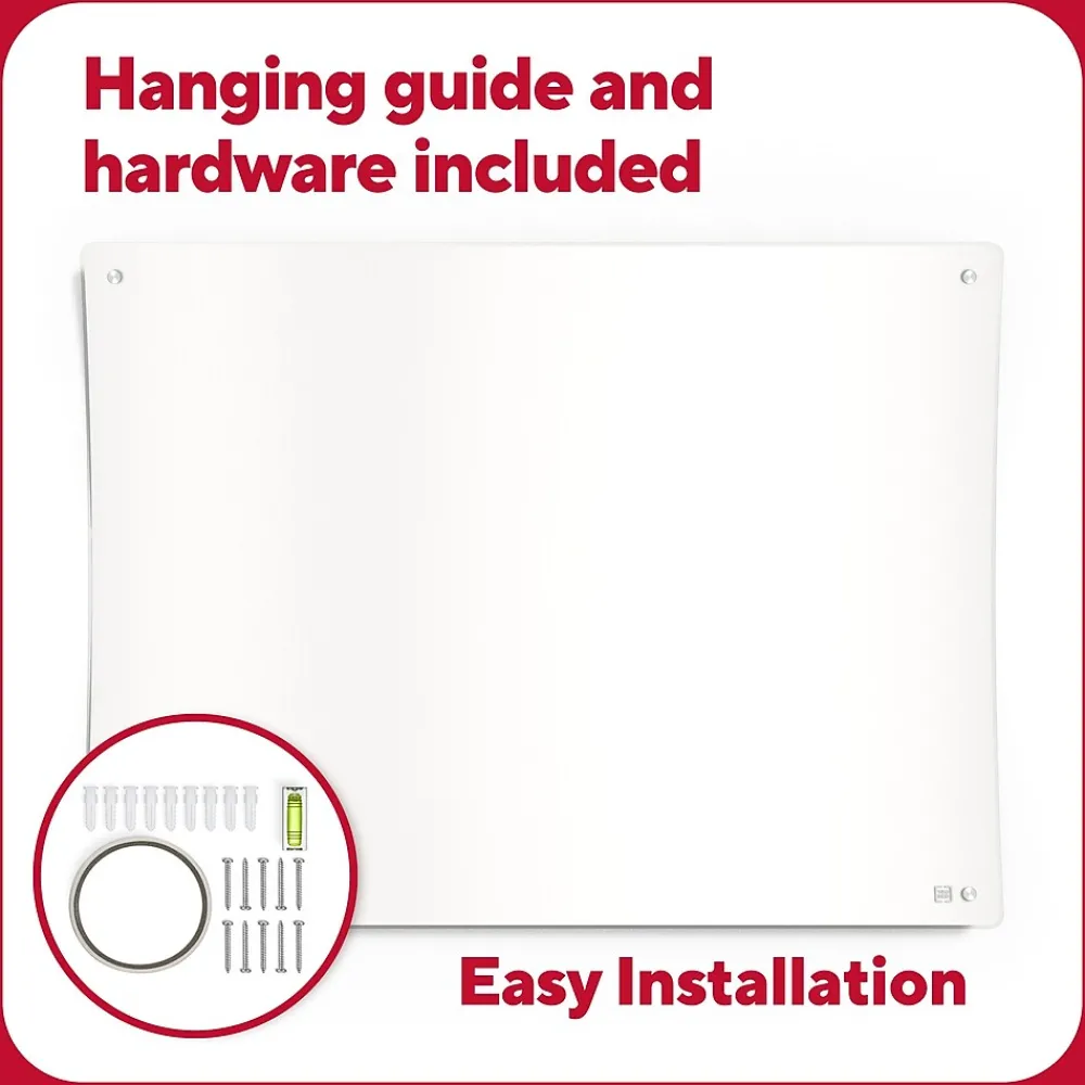 Dry Erase*TRU RED ™ Ergonomic Curved Magnetic Glass Dry-Erase Whiteboard, 4' x 3' (TR62094)