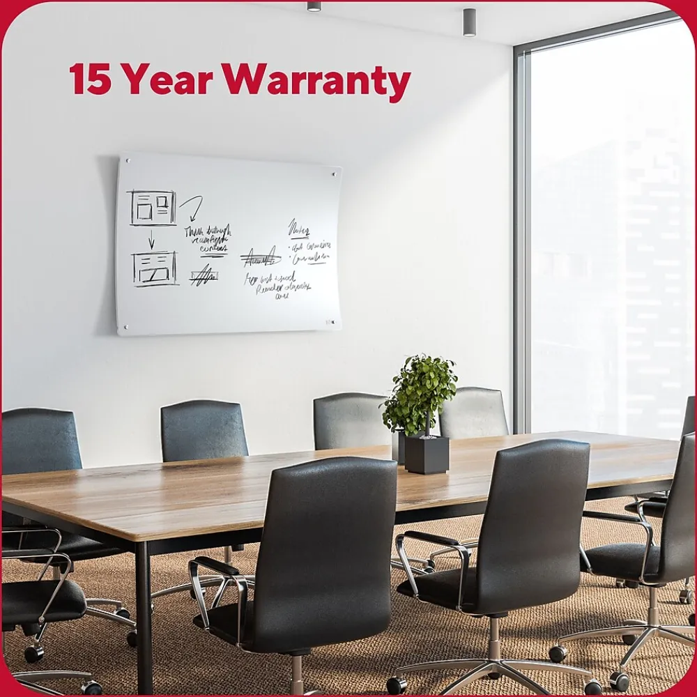 Dry Erase*TRU RED ™ Ergonomic Curved Magnetic Glass Dry-Erase Whiteboard, 4' x 3' (TR62094)