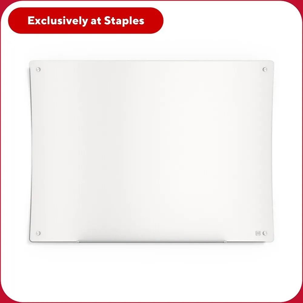 Dry Erase*TRU RED ™ Ergonomic Curved Magnetic Glass Dry-Erase Whiteboard, 4' x 3' (TR62094)