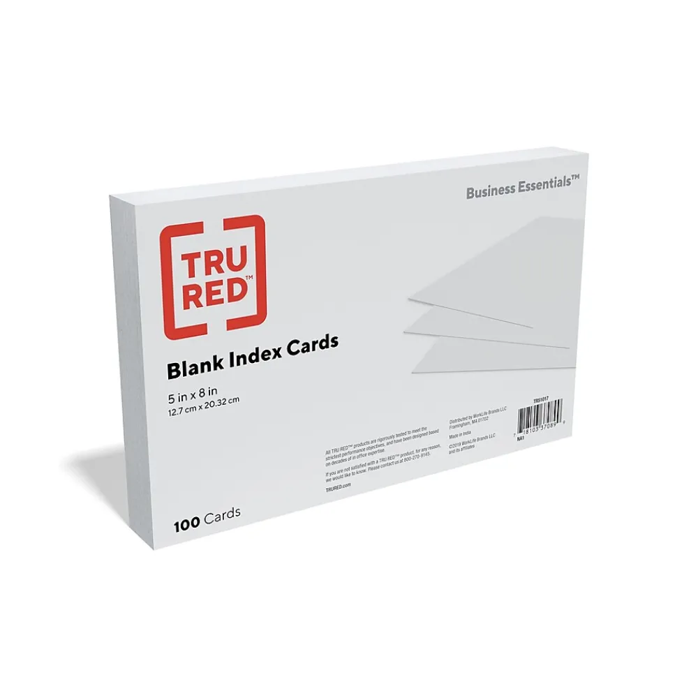 Index Cards*TRU RED ™ Index Cards, 5" x 8", White, 100 Cards/Pack (TR51017 )