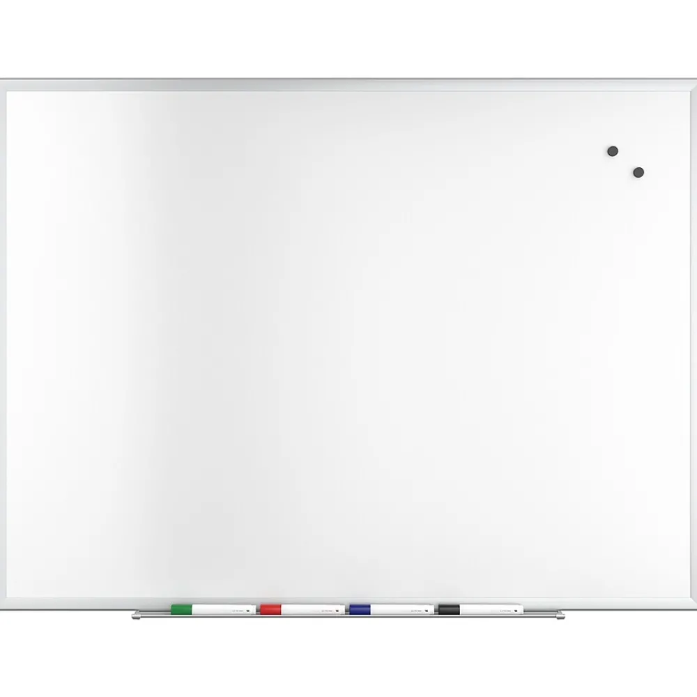 Dry Erase*TRU RED ™ Magnetic Steel Dry Erase Board, Satin Frame, 4' x 3' (TR61175)