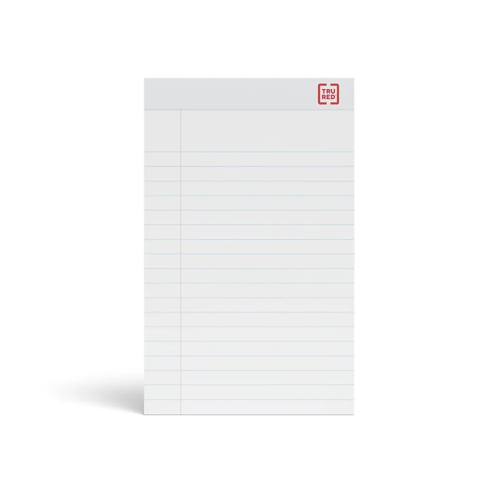 Notepads|TRU RED ™ Notepad, 5" x 8", Wide Ruled, White, 50 Sheets/Pad, Dozen Pads/Pack (TR58182)
