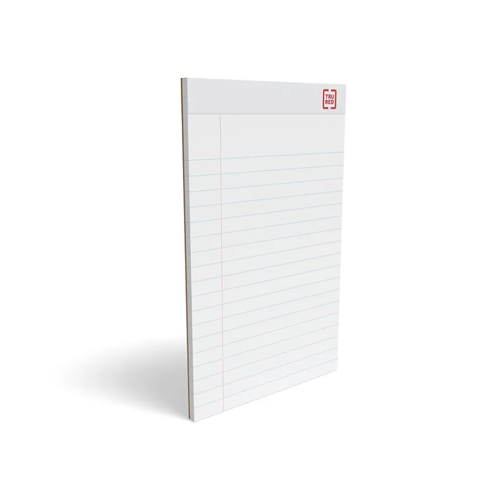 Notepads|TRU RED ™ Notepad, 5" x 8", Wide Ruled, White, 50 Sheets/Pad, Dozen Pads/Pack (TR58182)